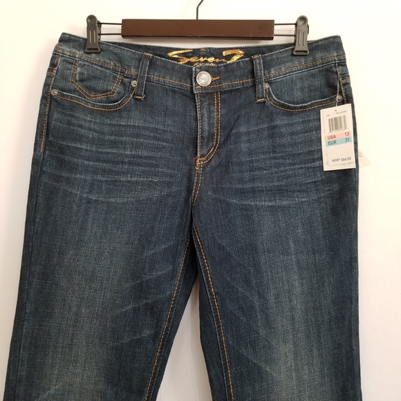 NWT Seven7 Dark Wash Lowrise Flare Jeans Size 31 - Picture 2 of 7